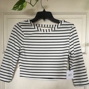 A black and white striped shirt, size small.